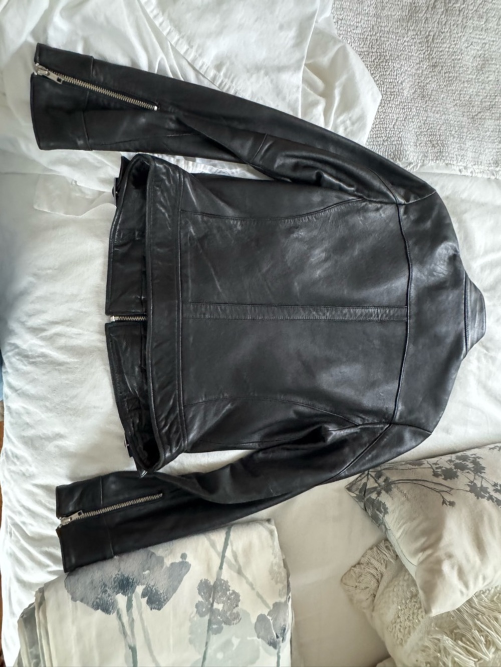 Mossimo Supply Co. Black Leather Biker Jacket with silver zippers - Picture 7 of 7